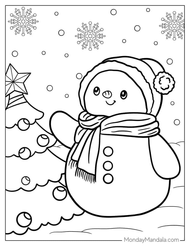 Snowman coloring pages free pdf printables