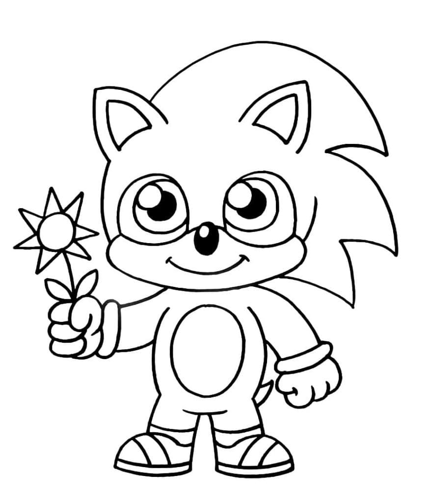 Cute chibi sonic coloring page