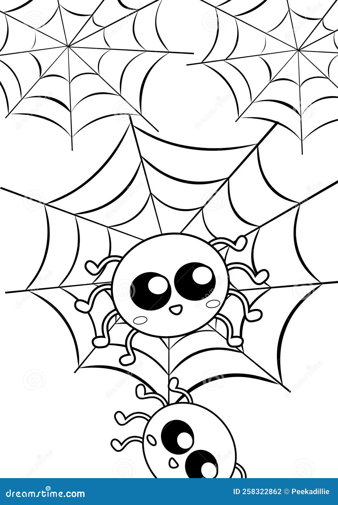 Cute halloween spider web insects animal coloring pages a for kids and adult stock illustration
