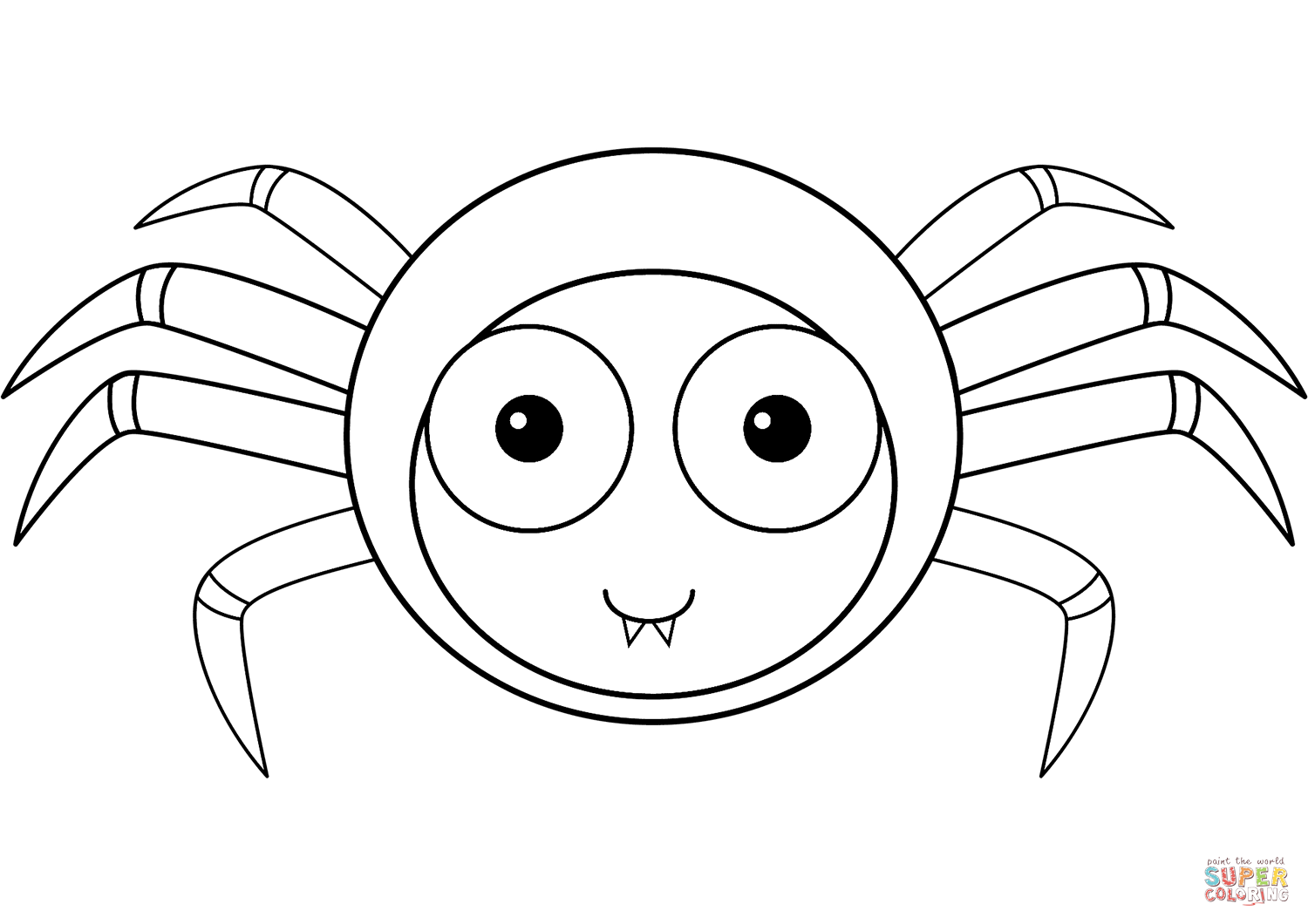 Cute cartoon spider coloring page free printable coloring pages