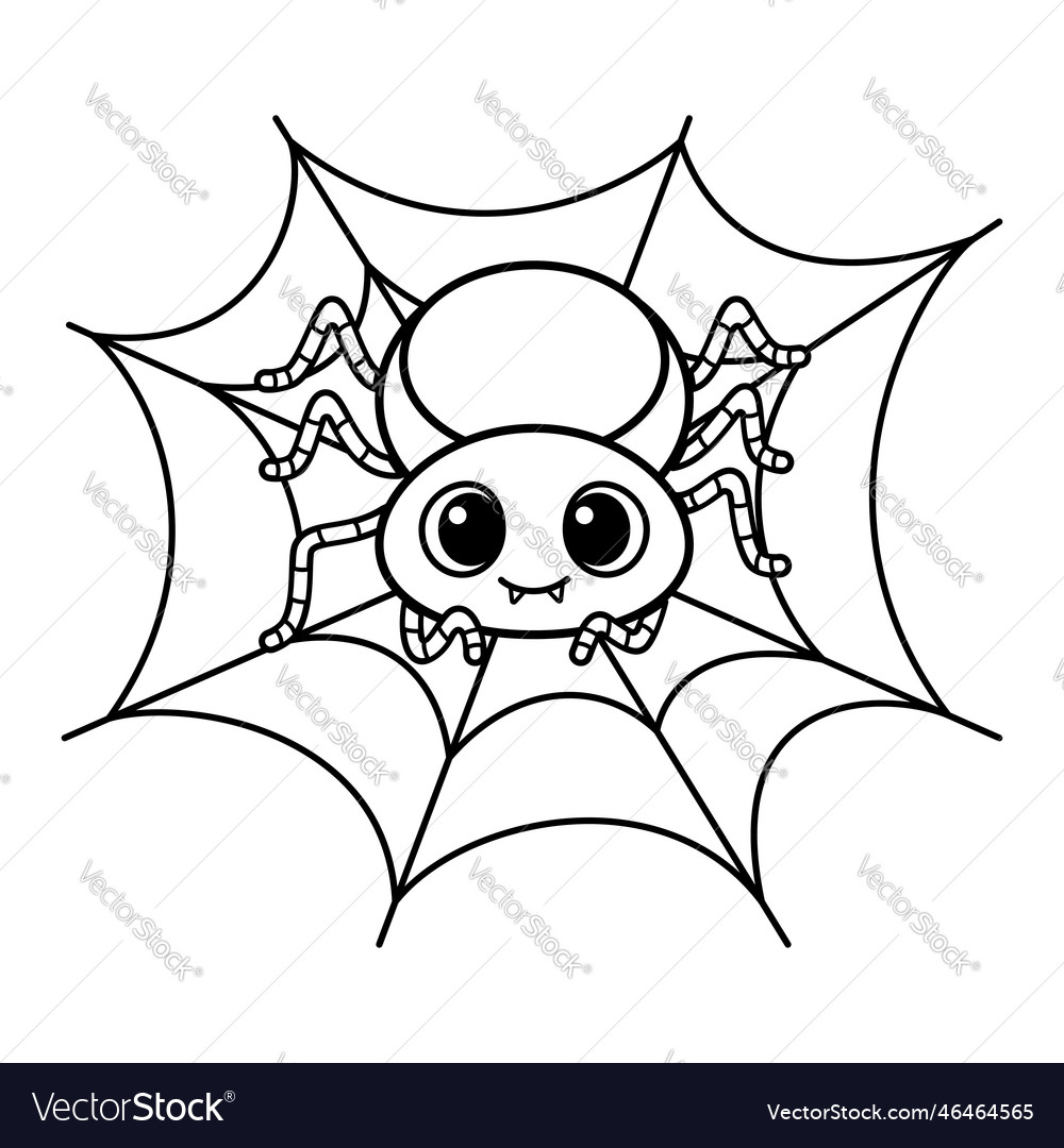 Cute spider coloring page cartoon royalty free vector image