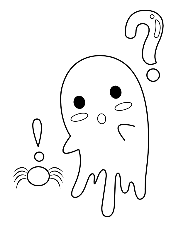 Printable ghost and spider coloring page