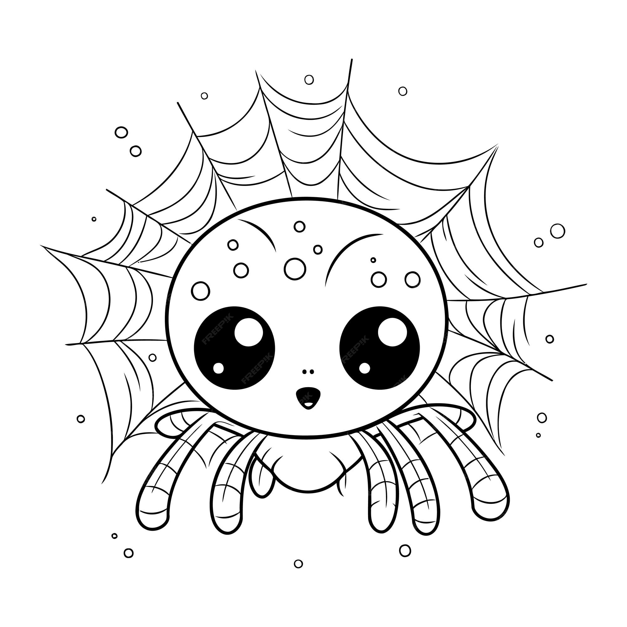 Premium vector cute spider coloring page for kids and adults vector illustration