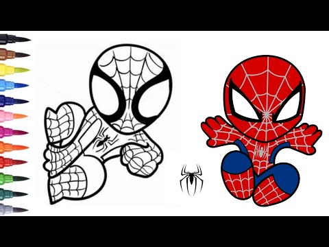 Cute baby spiderman marvel colouring pages fun markers colouring spiderman for kids toyjoy art
