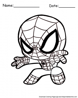 Cute chibi spiderman coloring sheet cartoon coloring pages spiderman coloring avengers coloring pages