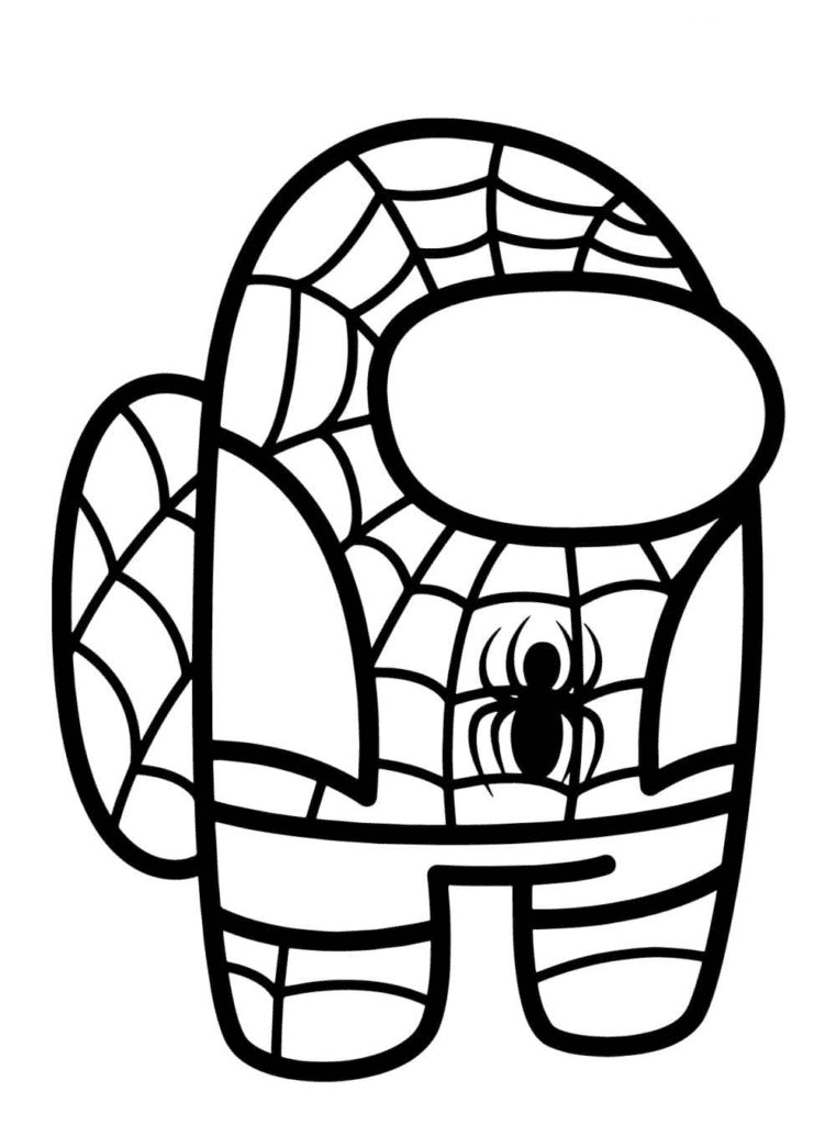 Among us spiderman coloring page printable