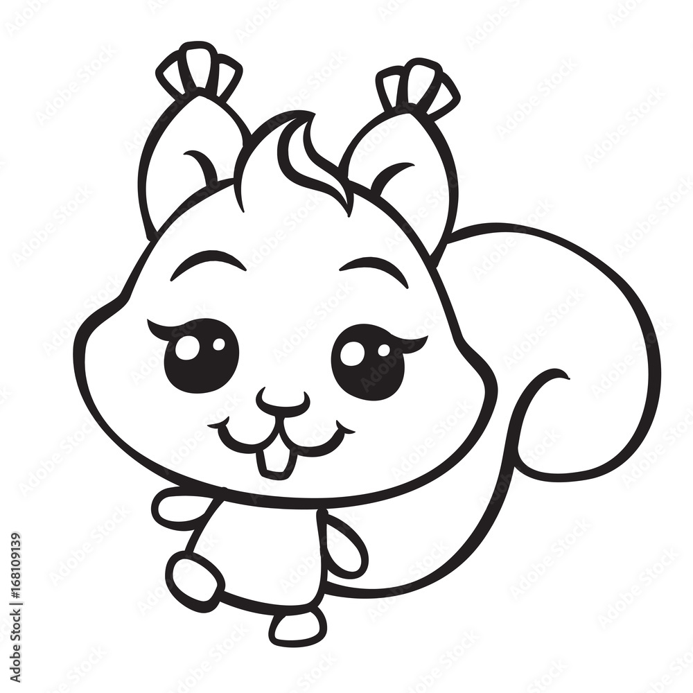 Vector cute squirrel coloring page illustration vector