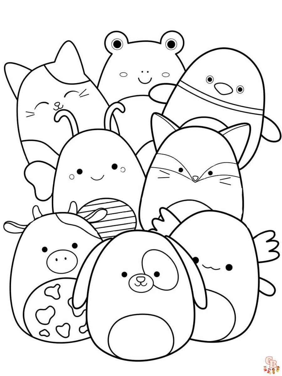 Squishmallows coloring pages for kids free printable sheets