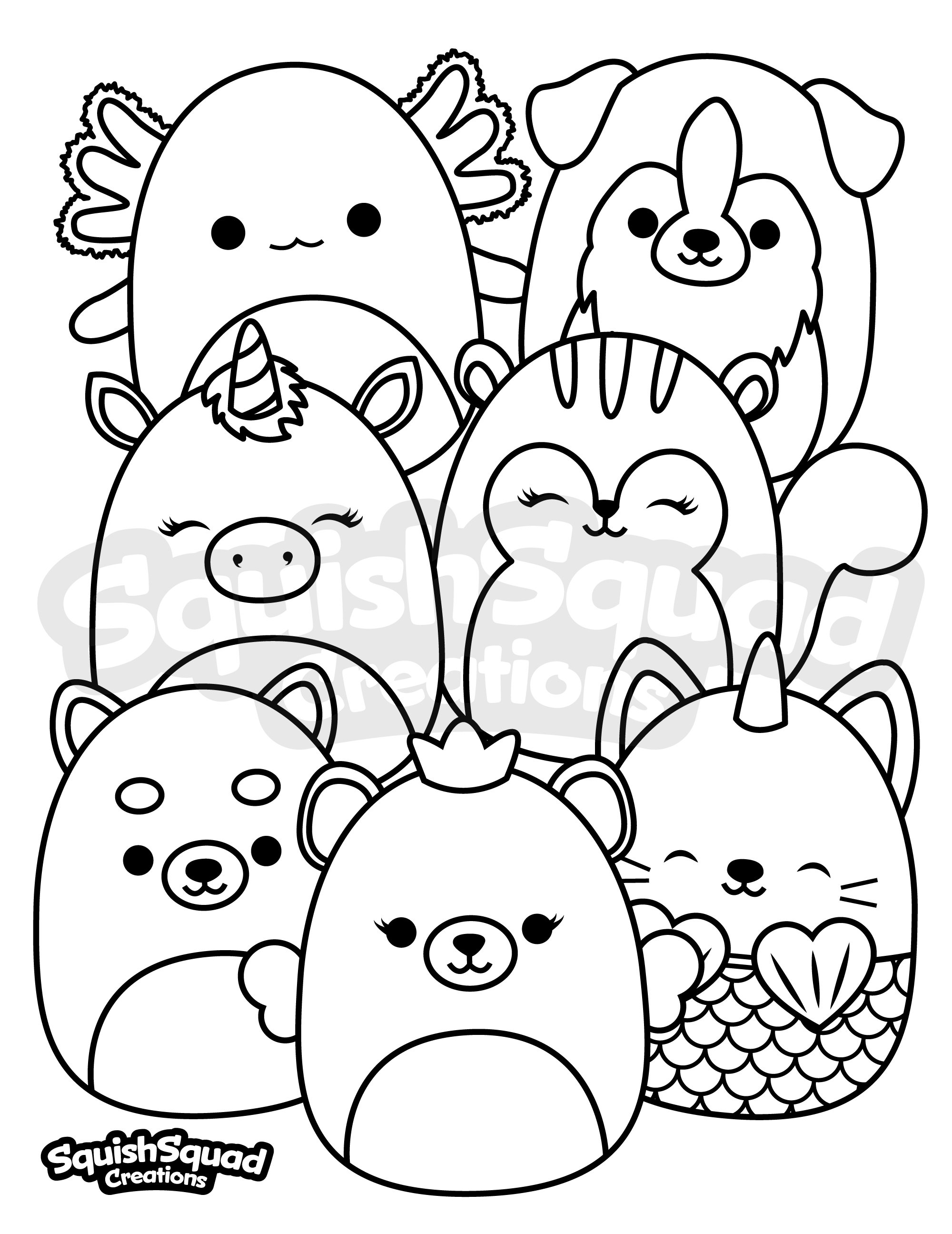 Squishmallow coloring page printable squishmallow coloring page squishmallow downloadable coloring sheet coloring page for kids