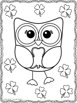 St patricks day coloring pages freebie by learning with the owl