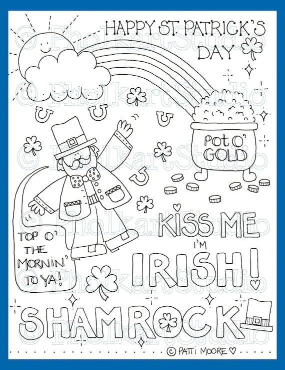 Saint patricks day coloring page for kids and adults cute and