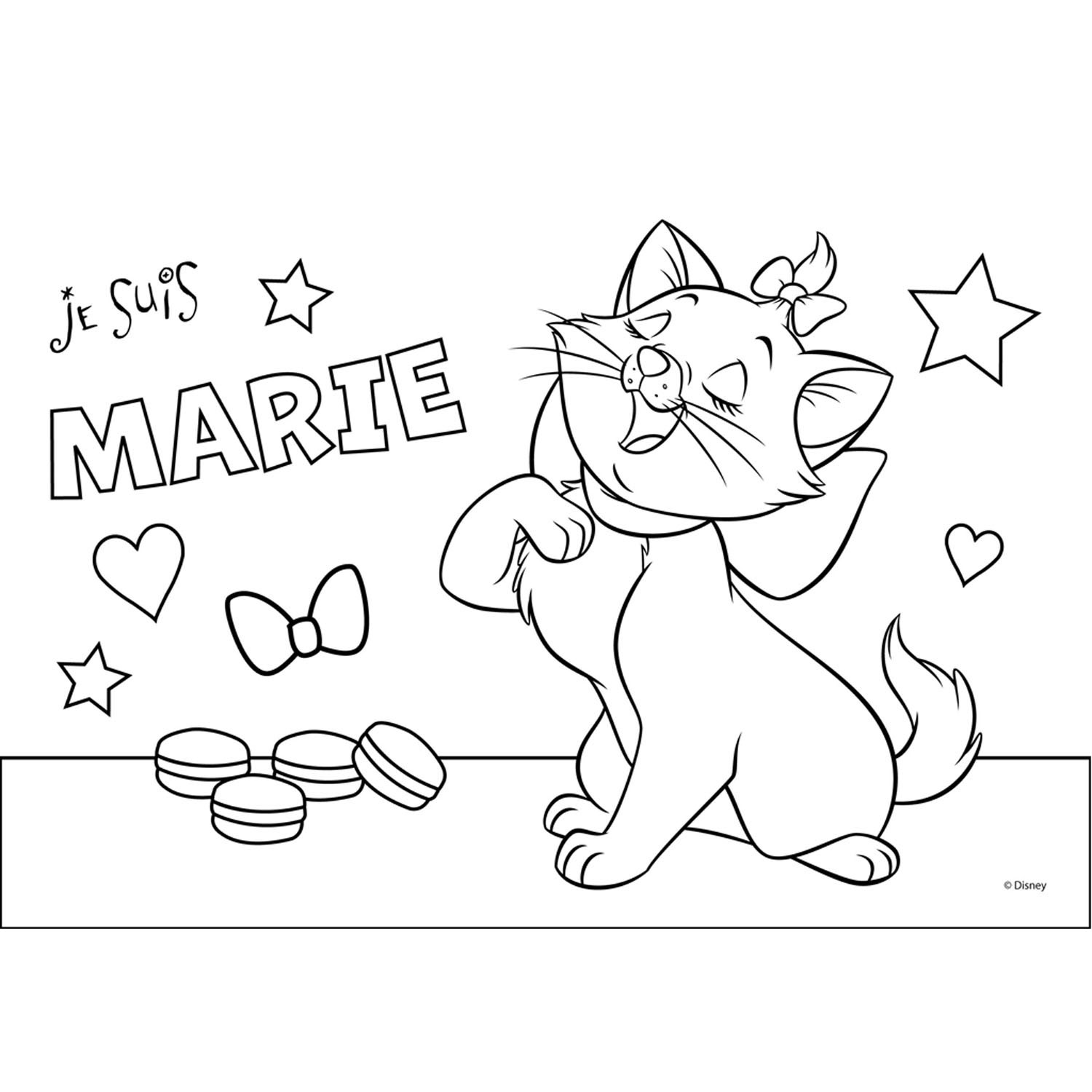 Marie cat coloring pages with stencil and sticker sheet thimble toys