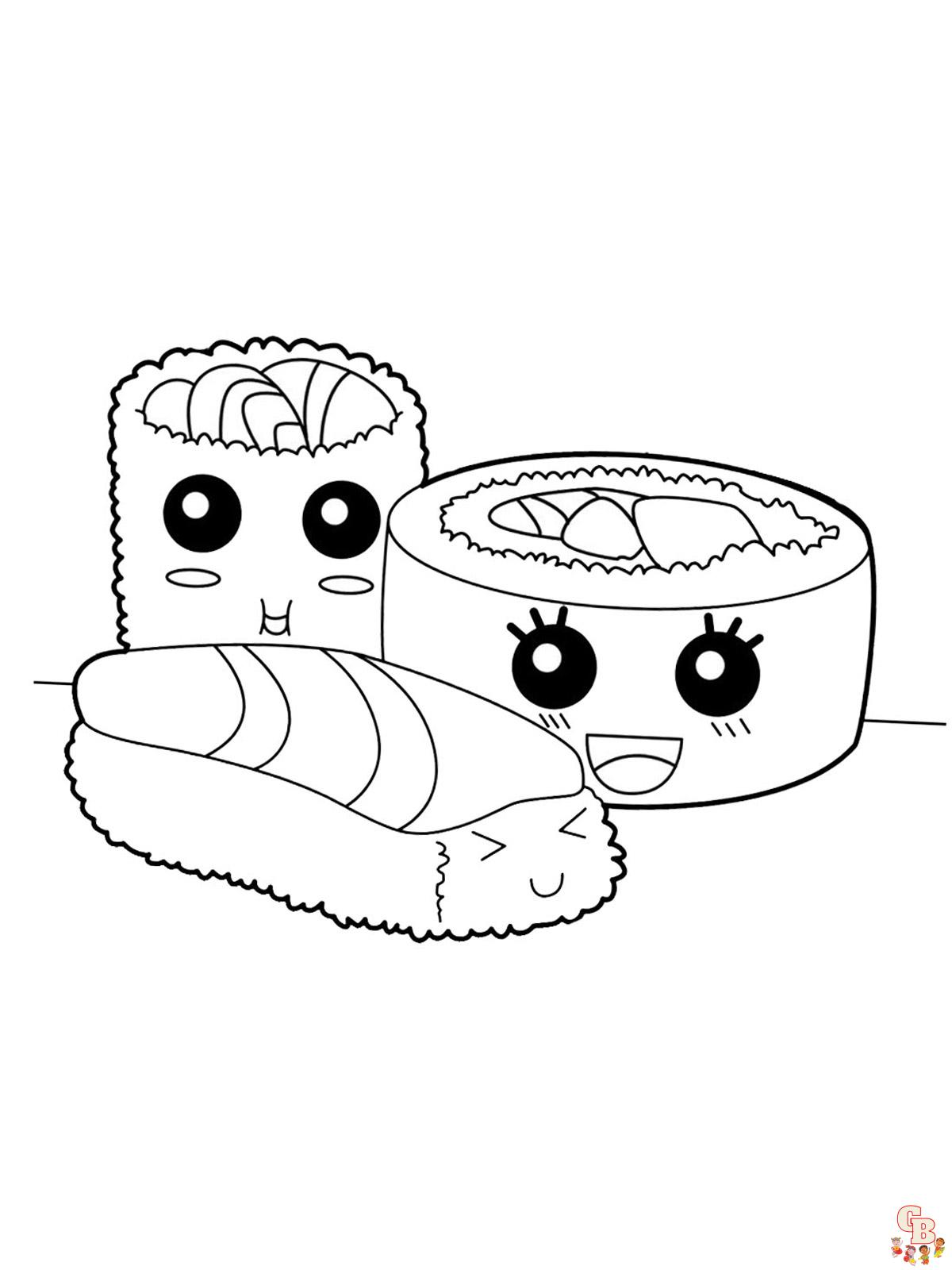 Sushi coloring pages with