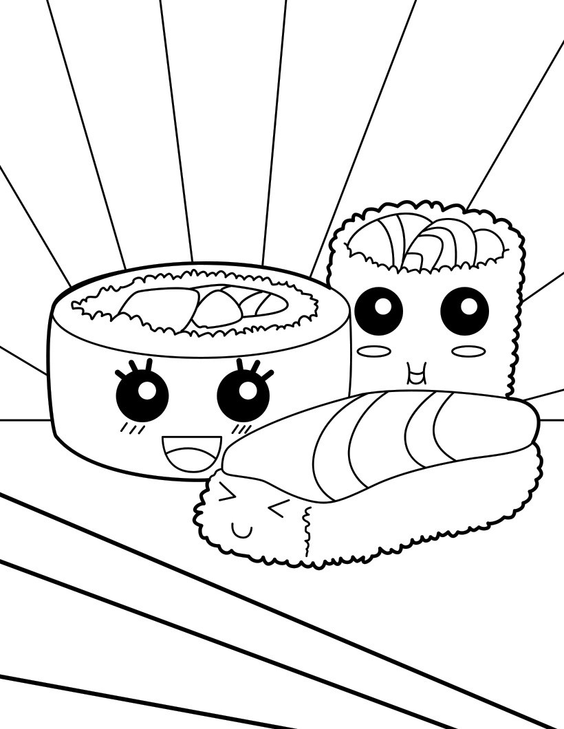 Makis sushi coloring pages