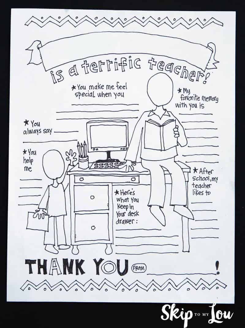 My teacher coloring page teacher appreciation gift