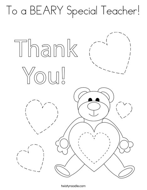 To a beary special teacher coloring page