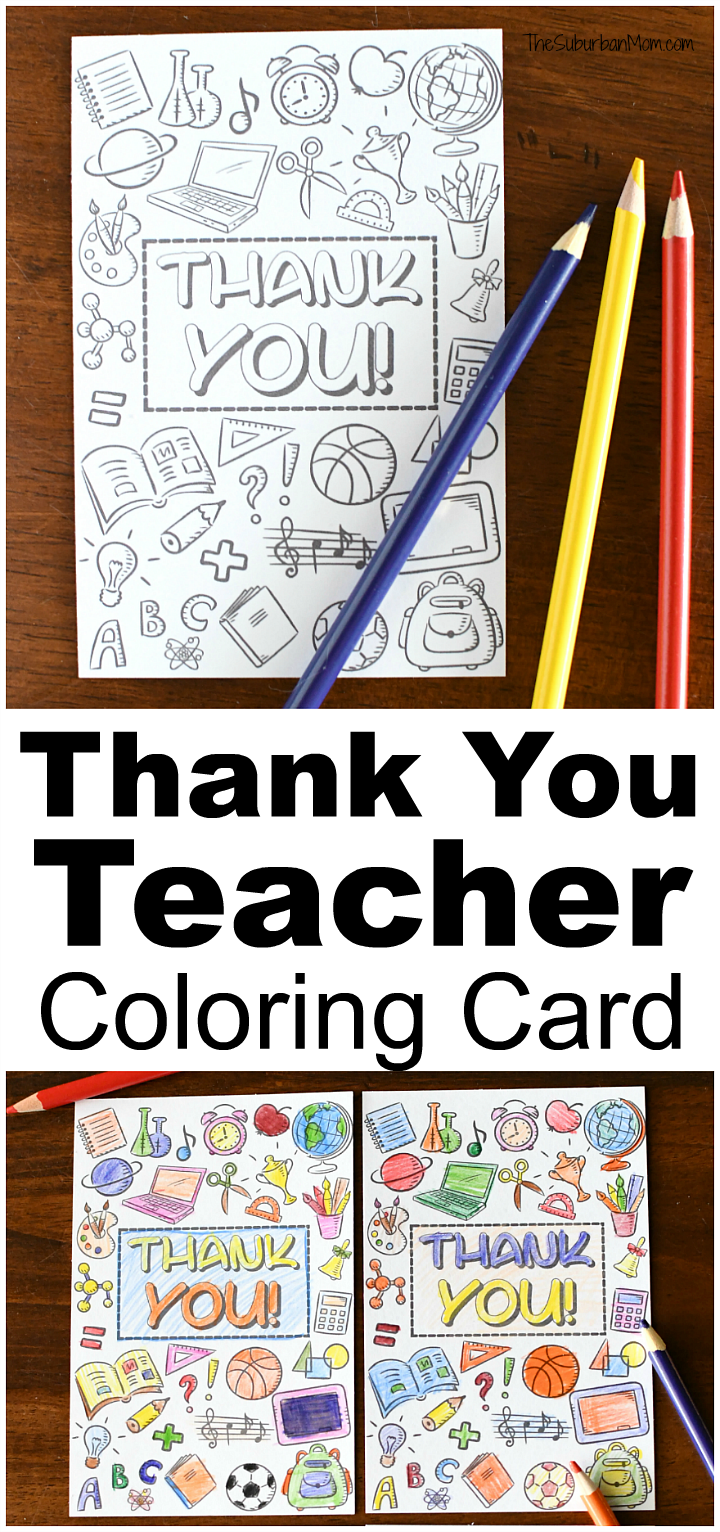 Teacher appreciation coloring page thank you card