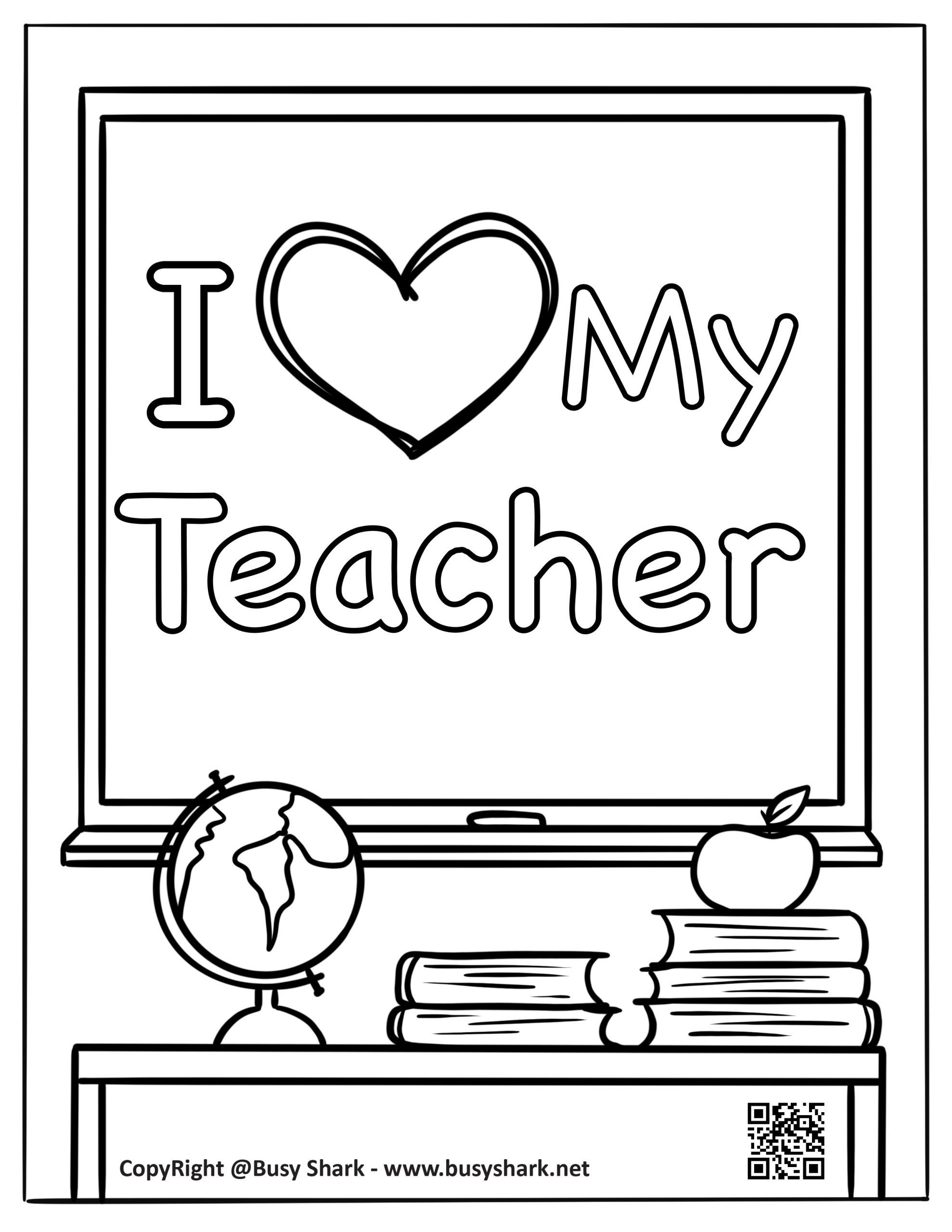 I love my teacher coloring page free printable