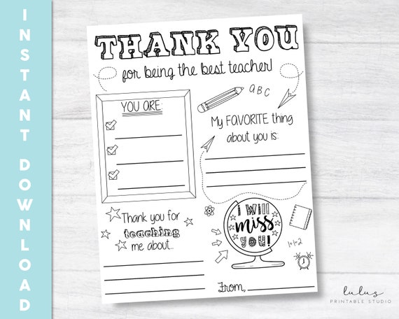 Teacher appreciation letter thank you teacher coloring page thank you letter coloring page digital download printable