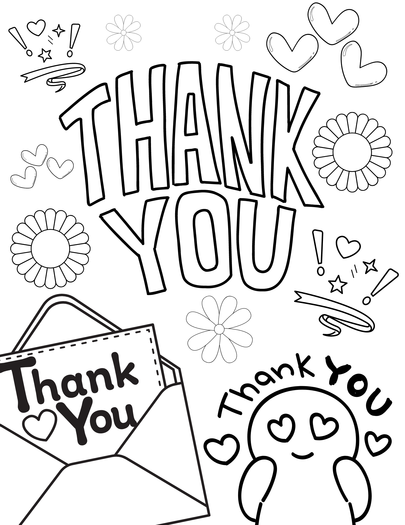 Free thank you coloring pages for kids and adults