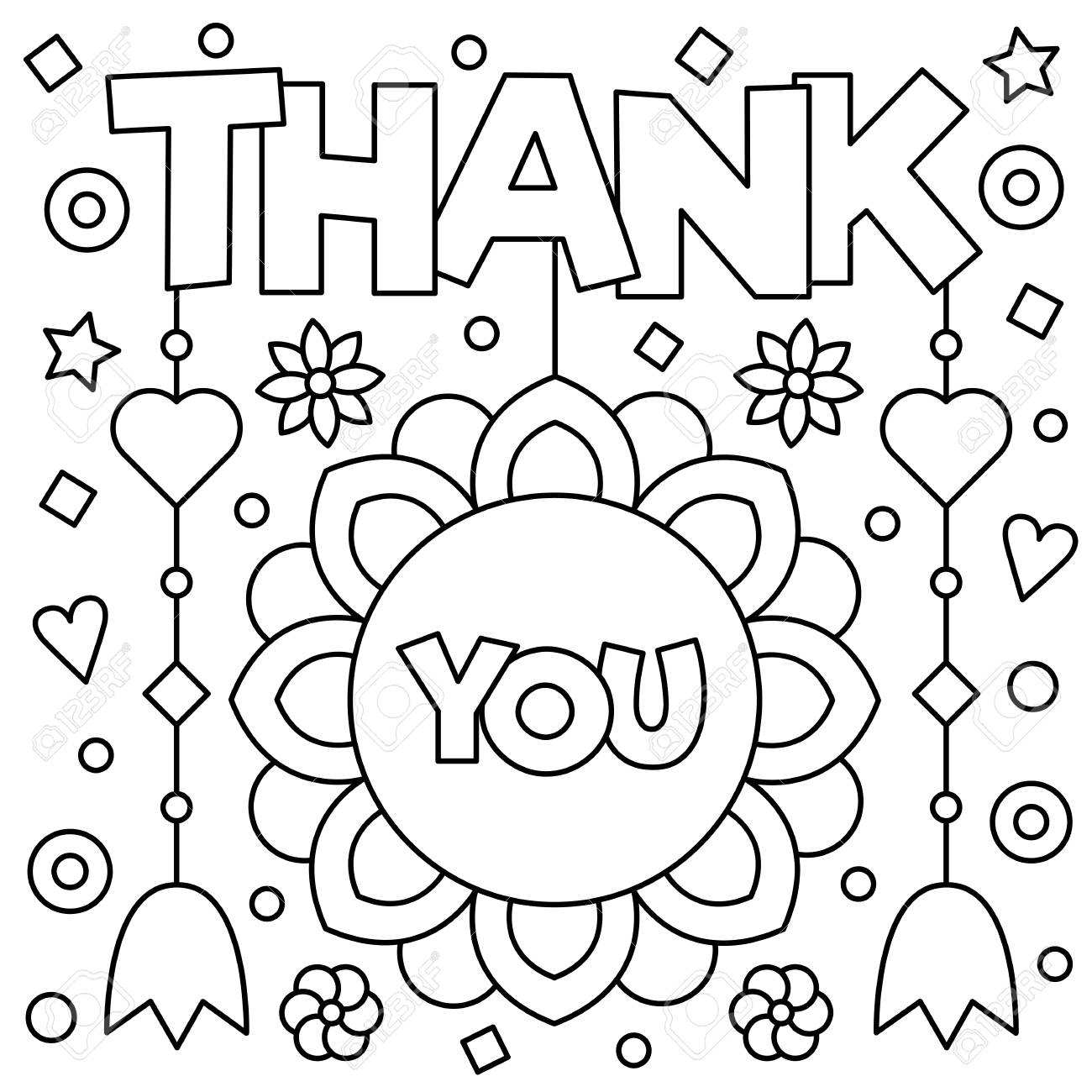 Thank you coloring page black and white vector illustration stock photo picture and royalty free image image