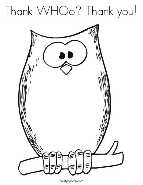 Thank whoo thank you coloring page