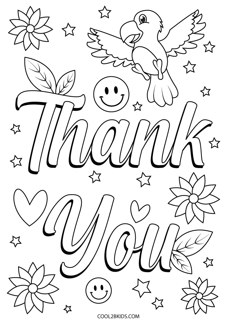 Free printable thank you coloring pages for kids