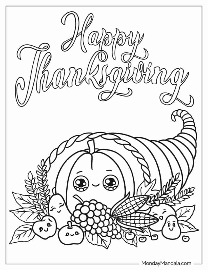 Thanksgiving coloring pages free pdf printables