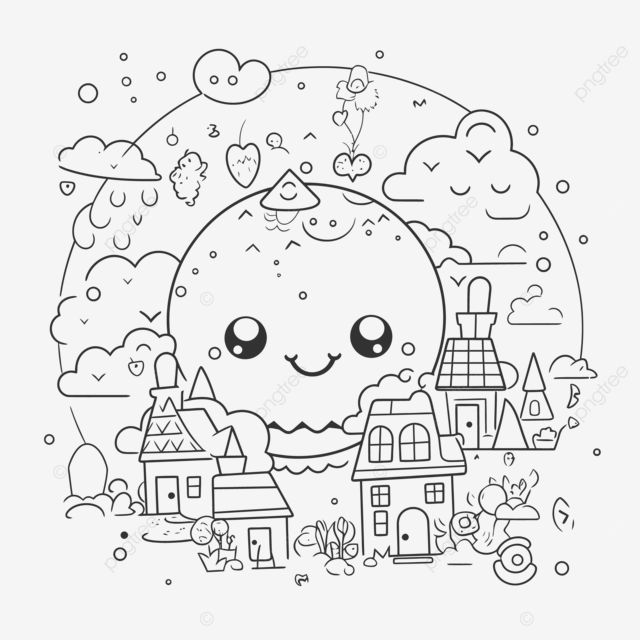 Cute cartoon coloring pages and cute houses outline sketch drawing vector car drawing cartoon drawing house drawing png and vector with transparent background for free download