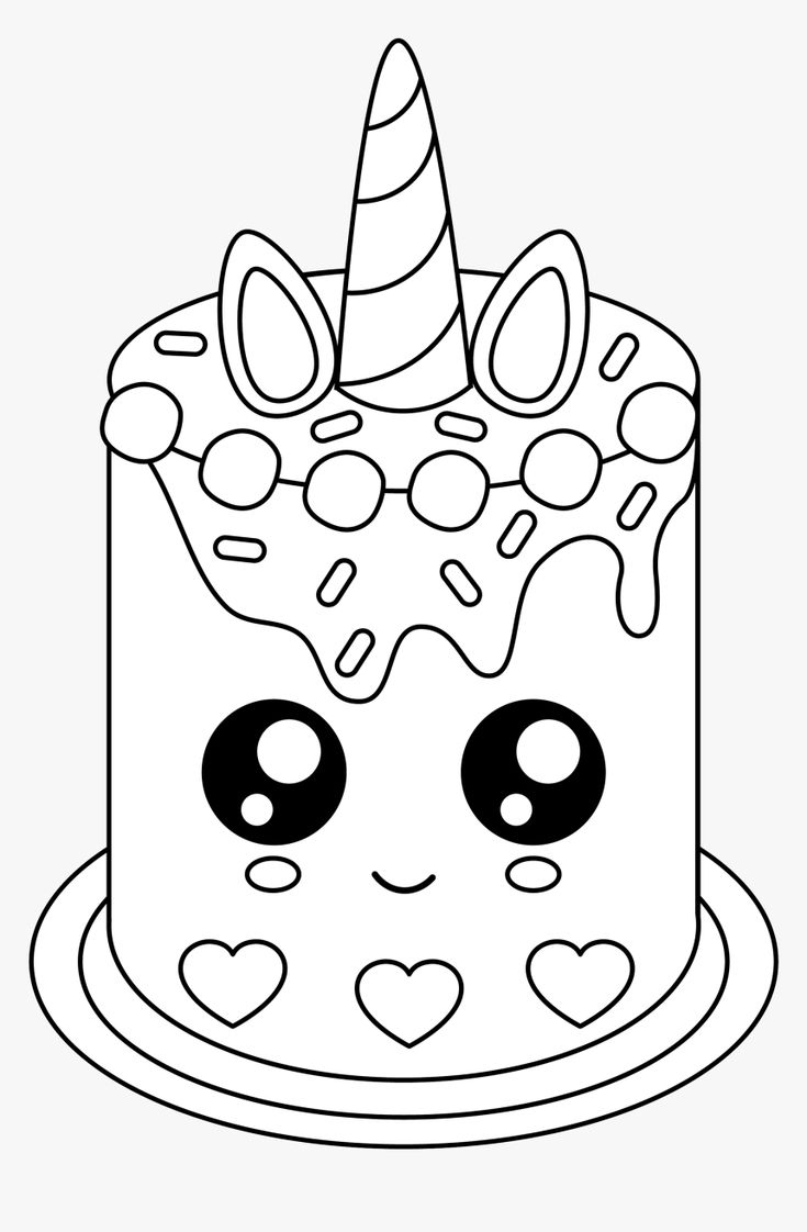 Unicorn cake coloring pages transparent cartoons