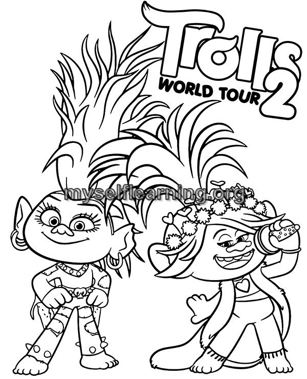 Trolls coloring sheet instant download