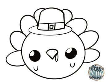 Turkey coloring page thanksgiving by bliss valley designs tpt