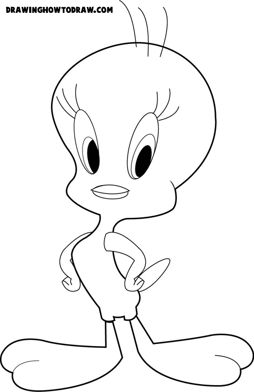 Easy How to Draw Tweety Bird Tutorial and Tweety Coloring Page