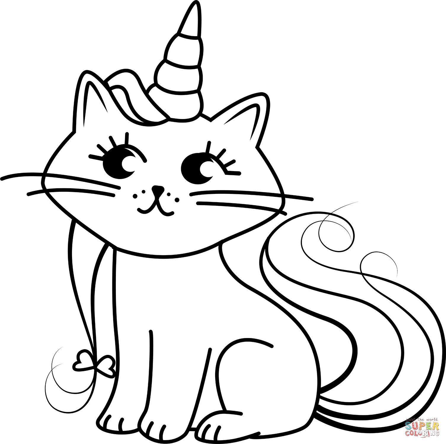 Unicorn cat coloring page free printable coloring pages