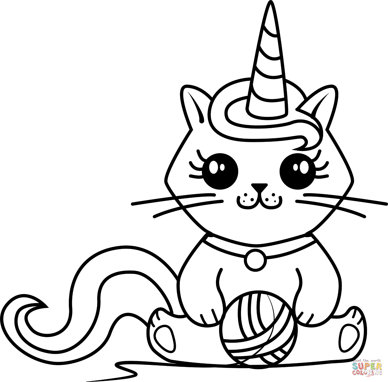 Unicorn kitty coloring page free printable coloring pages
