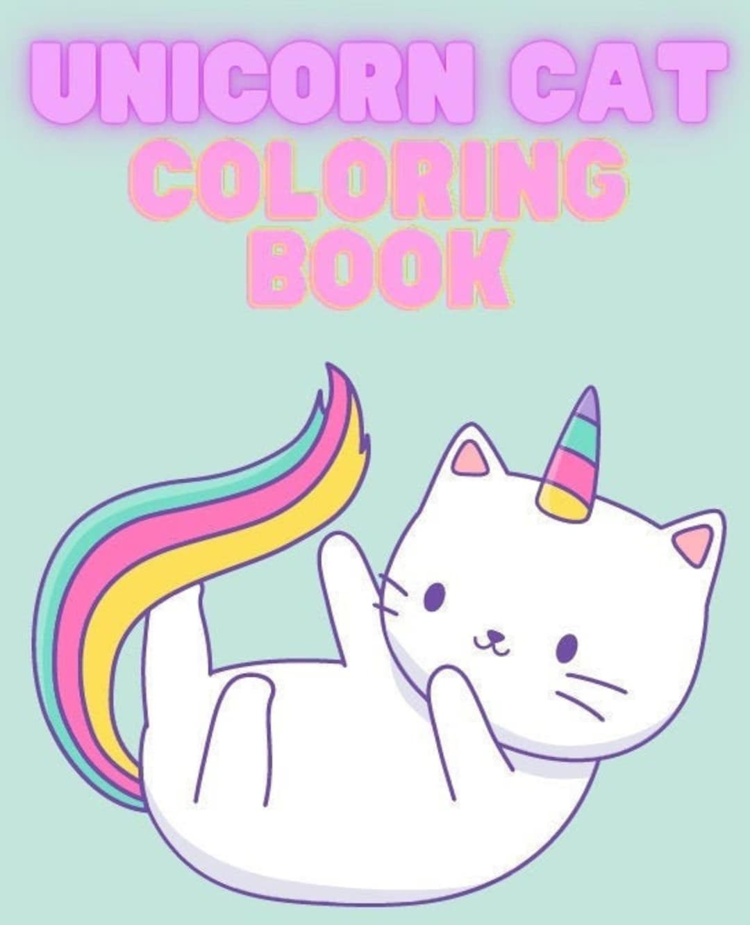 Digital printable unicorn cat coloring book for kids caticorn coloring pages unicorn coloring book coloring pages for kids pages activity