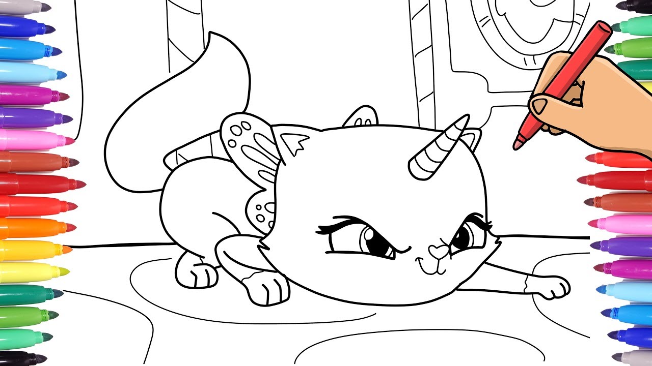 Unicorn butterfly unicorn kitty coloring pages for kids
