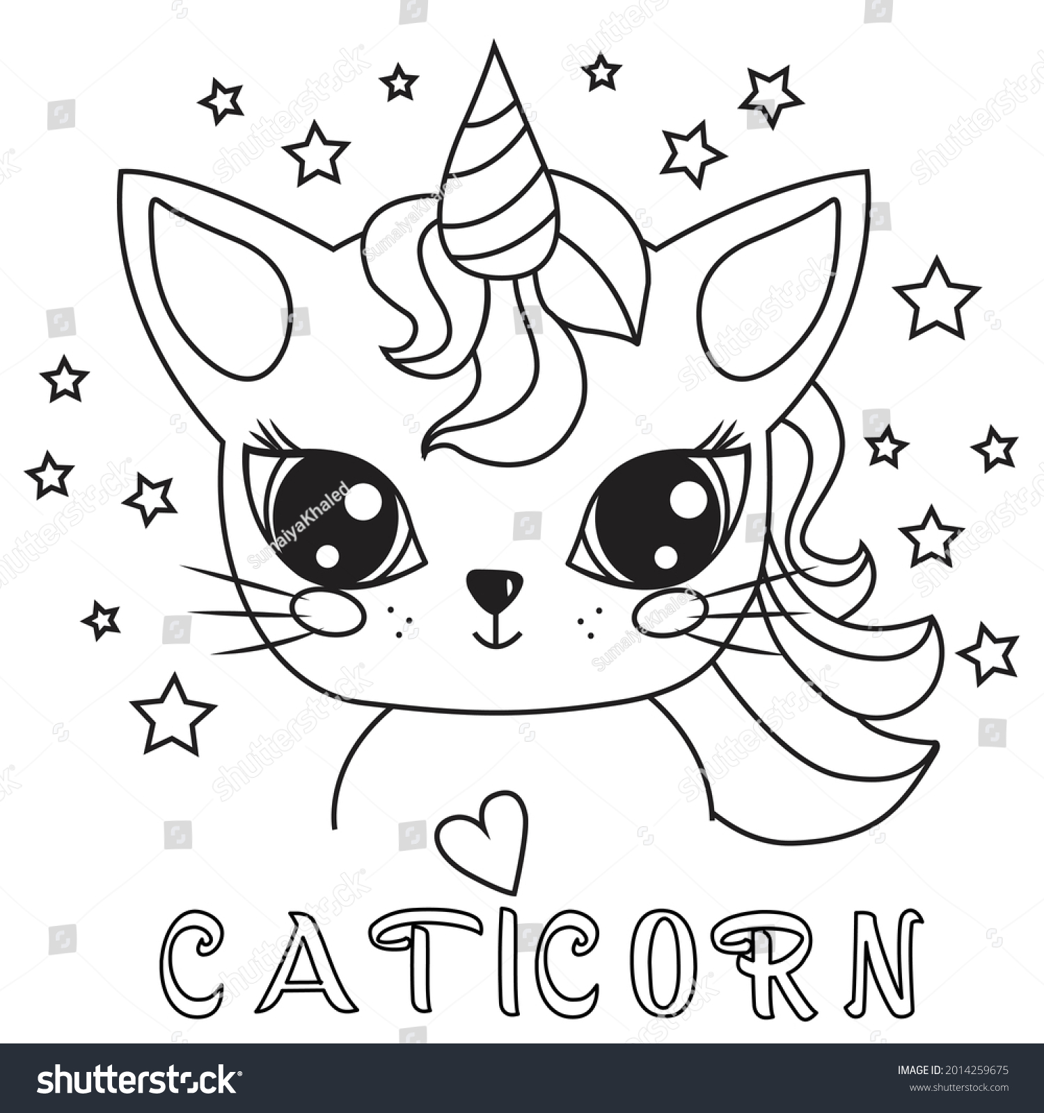 Hakuun hd caticorn cat unicorn coloring pages liittyvã vektorikuva rojaltivapaa
