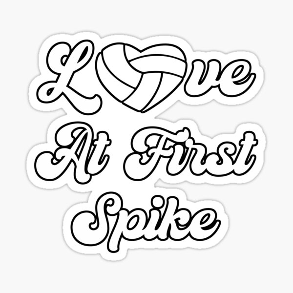 Love at first spike volleyball heart for volleyball player or team sticker for sale by thebuttoncrew