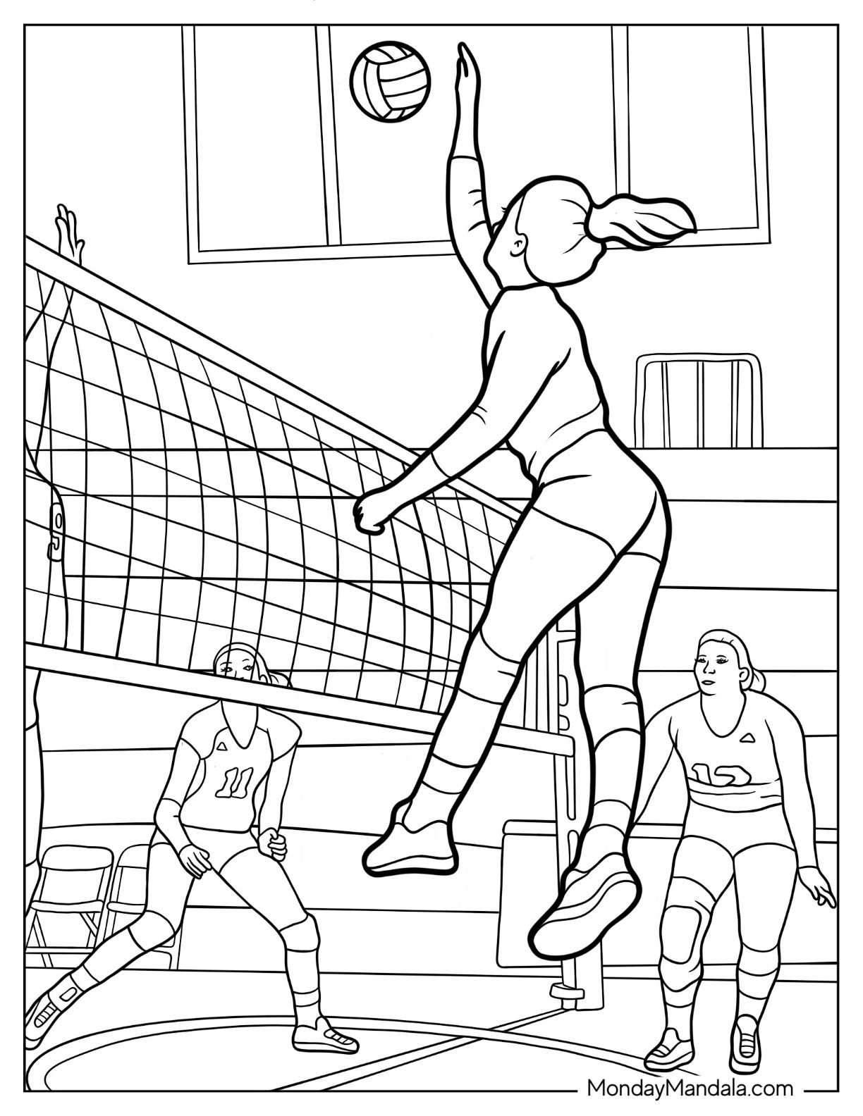 Volleyball coloring pages free pdf printables