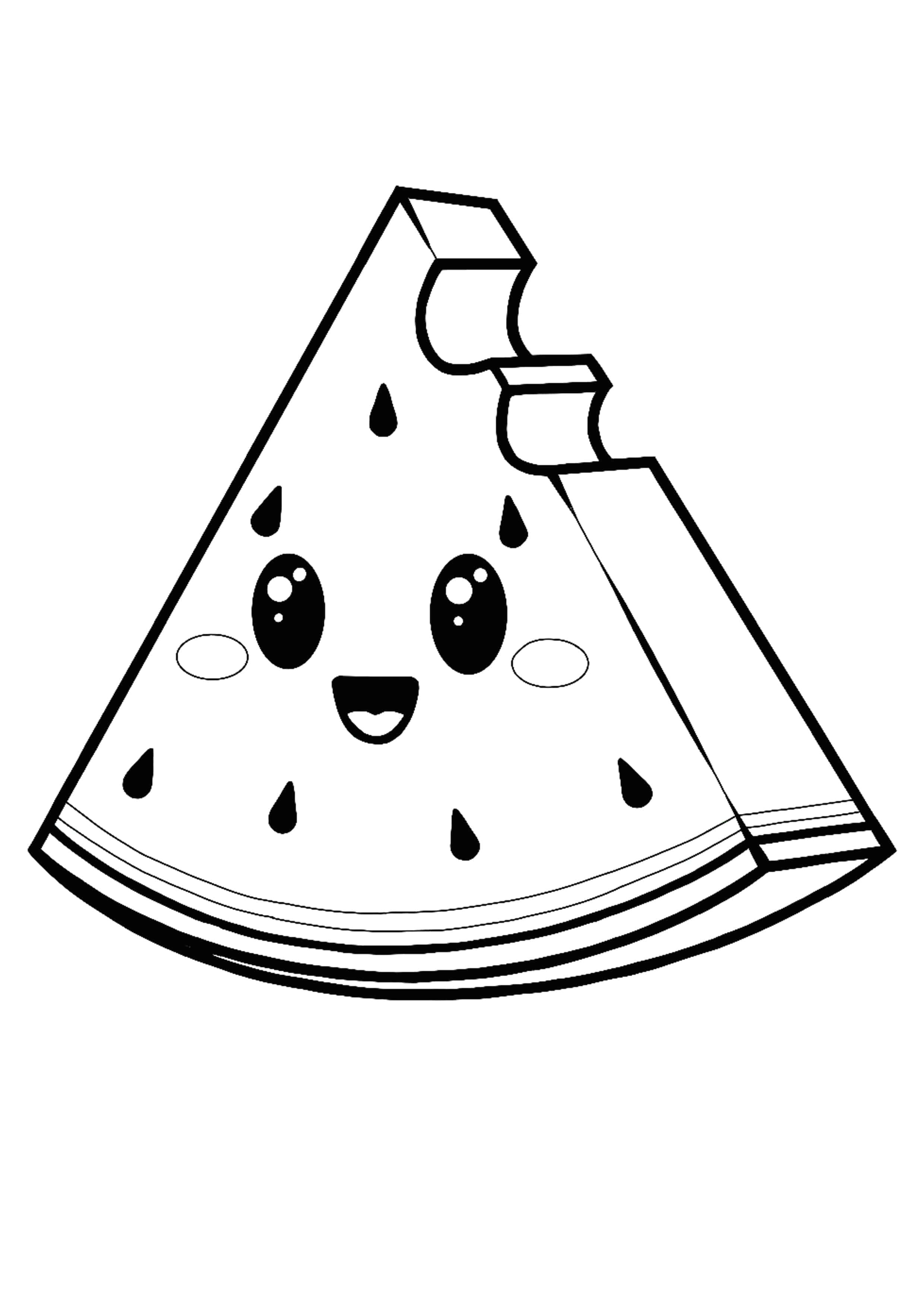 Cool kawaii watermelon coloring page coloring pages cute coloring pages pizza coloring page