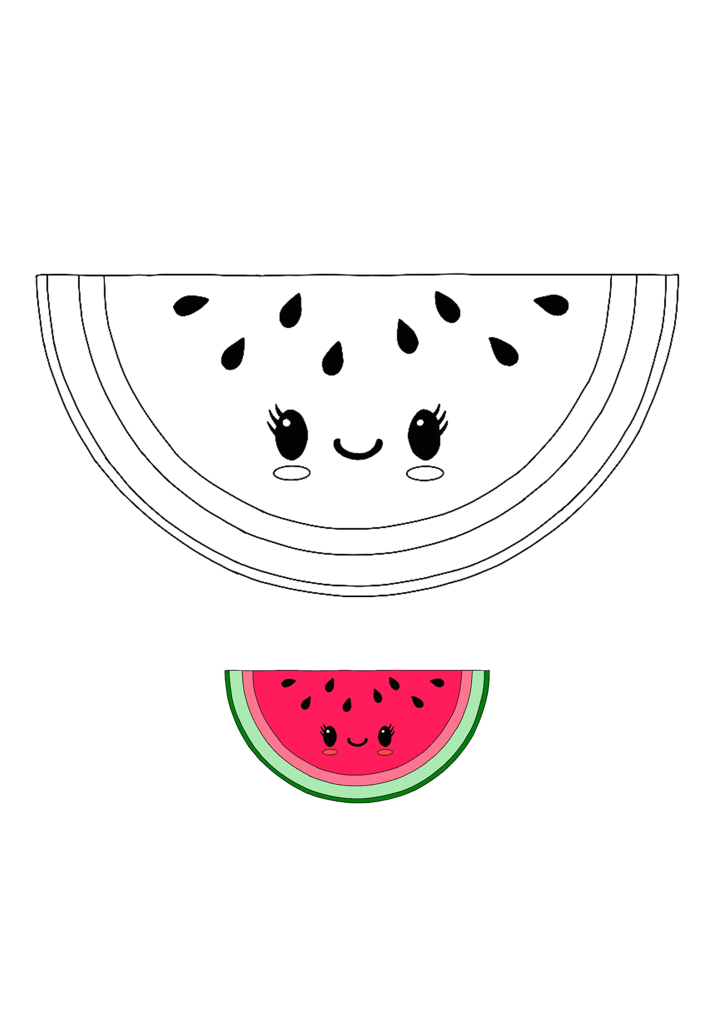 Kawaii watermelon coloring page with sample coloring pages fruit coloring pages cute coloring pages