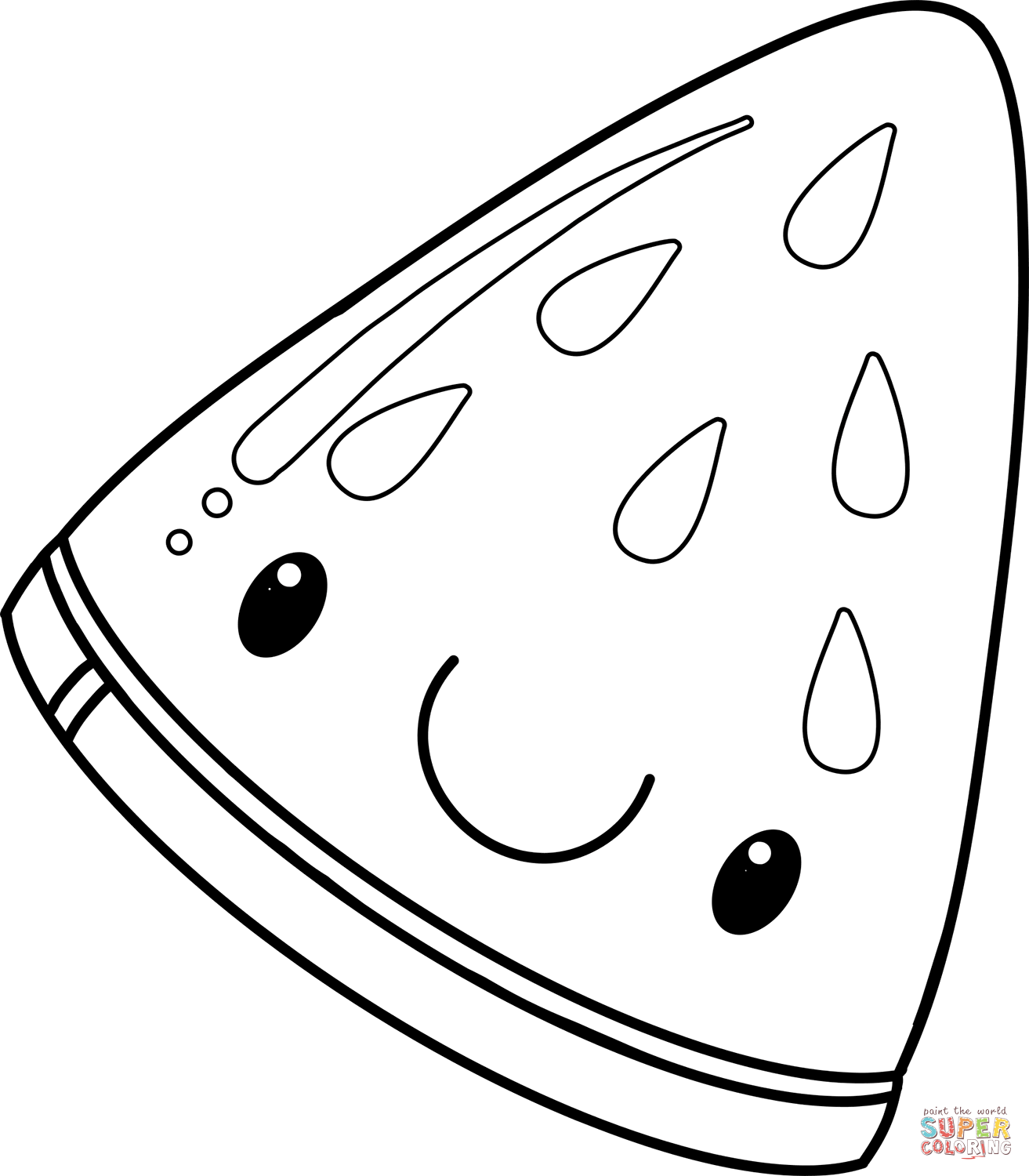 Kawaii watermelon slice coloring page free printable coloring pages