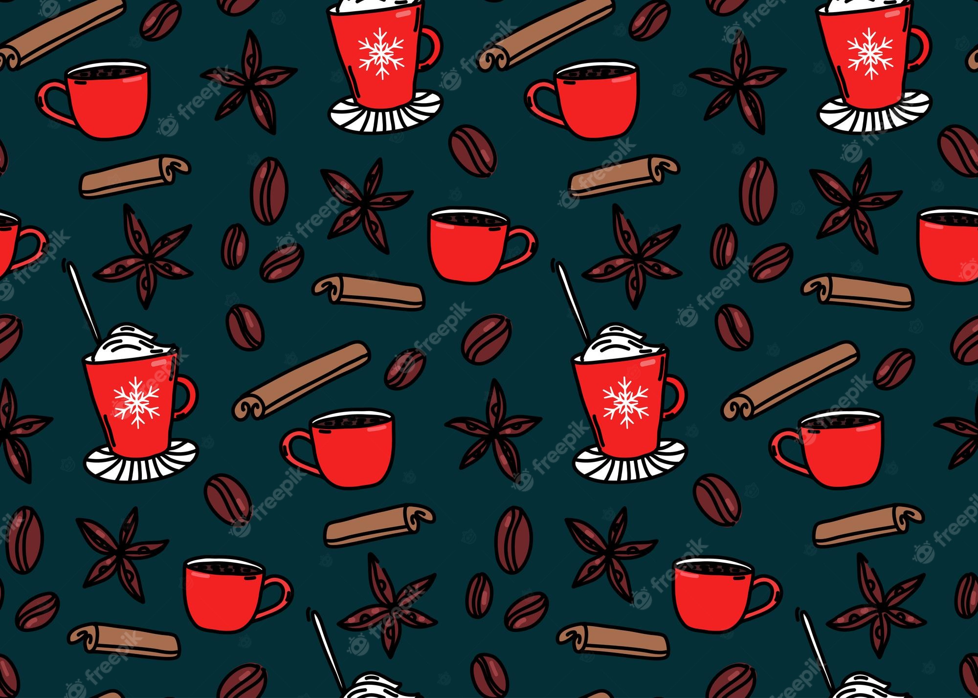 Cups seamless pattern drink coffee wallpaper Vector Image