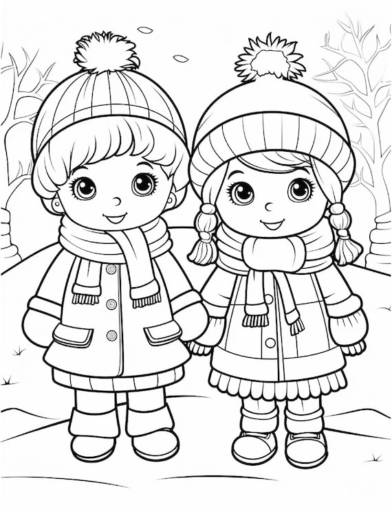 Cute winter coloring pages kids pages adult and kid coloring pages printable digital instant download pdf best selling item popular download now