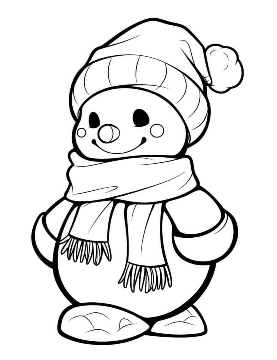 Snowman coloring pages for kids and adults