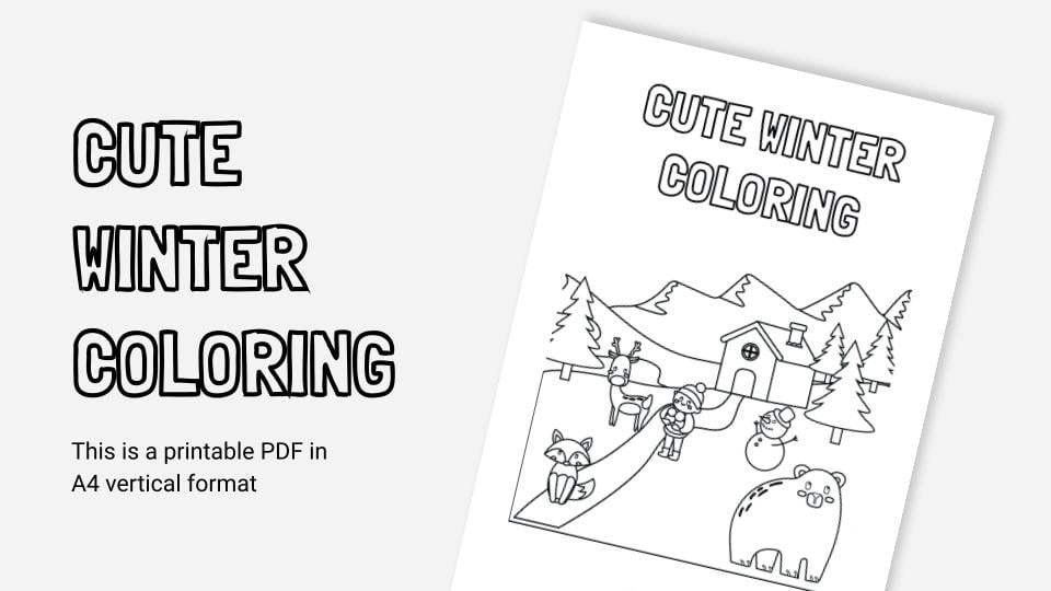 Cute winter coloring printable coloring worksheet