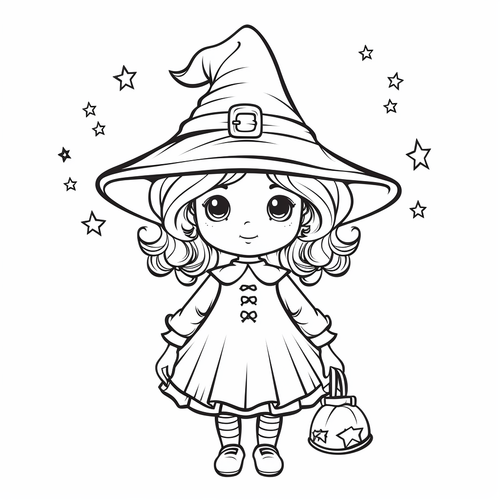 Cute witch coloring pages by coloringcorner on