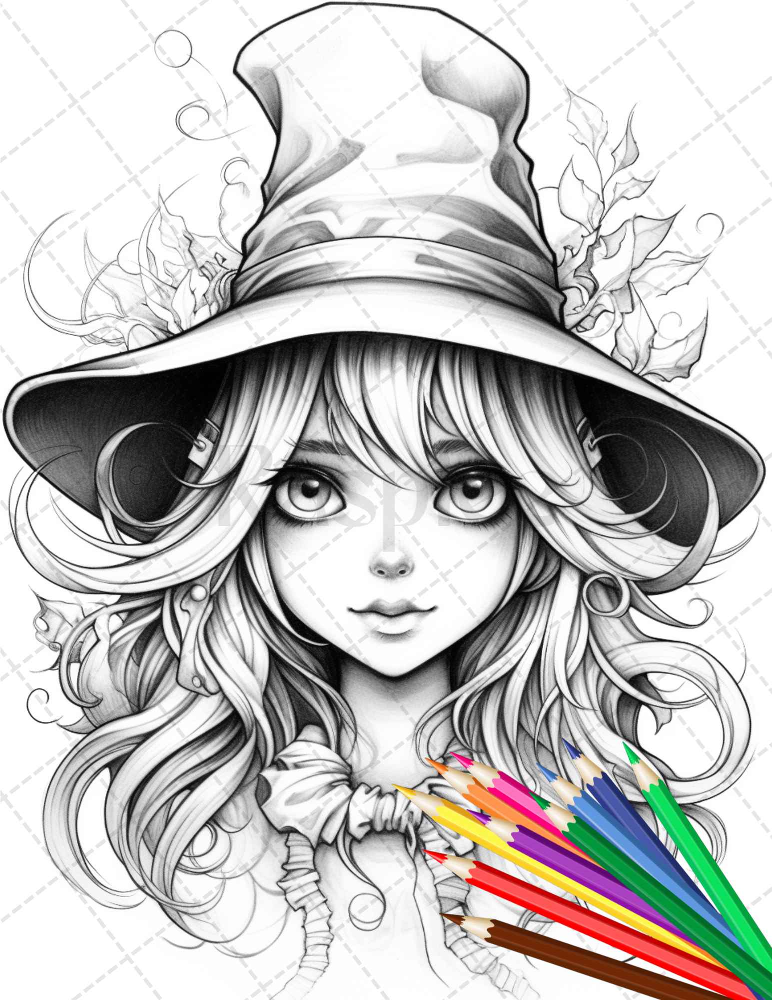 Cute witches coloring pages printable for adults grayscale colorin â coloring