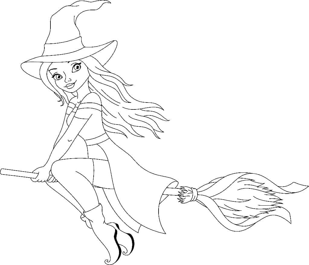 A pretty witch coloring page